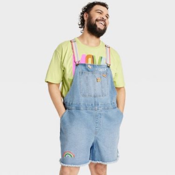 NEW Humankind Rainbow Overall Shorts • Super Cute!!! - Picture 4 of 8